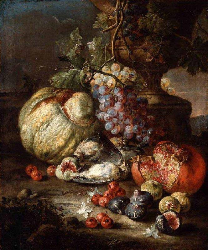 RUOPPOLO, Giovanni Battista Still Life with Fruit and Dead Birds in a Landscape China oil painting art